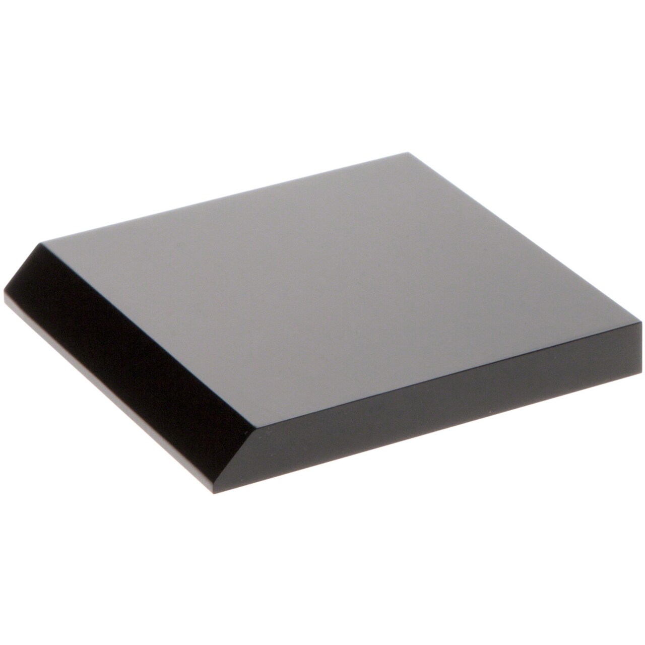 Plymor Black Acrylic Square Display Base (Angled-Front for Label), 3" W x 3" D x 0.375" H